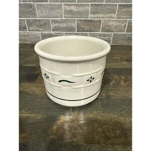 Longaberger Pottery Woven Traditions Green Small Salt Crock 4" Wide 3.5" Height